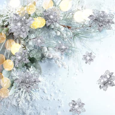 Konstgjorda blommor juldekoration 5-pack Silver
