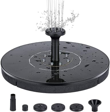 Vattenfontän solcellsdriven 18 cm med vit LED-belysning