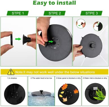 Vattenfontän solcellsdriven 18 cm med vit LED-belysning