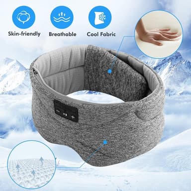 Bluetooth pannband/sovmask Sovhörlurar Grå
