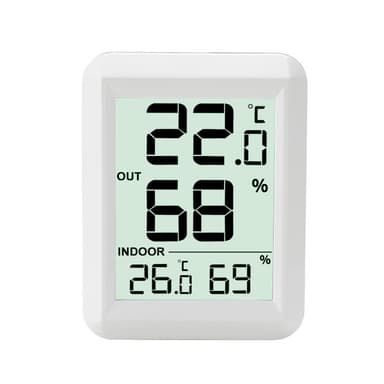 Trådlös termometer och hygrometer inomhus/utomhus Vit
