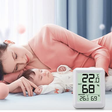 Trådlös termometer och hygrometer inomhus/utomhus Vit