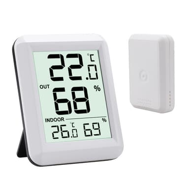 Trådlös termometer och hygrometer inomhus/utomhus Vit