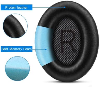 Högkvalitativa öronkuddar till Bose QC 35/25/15 hörlurar 1 par Svart