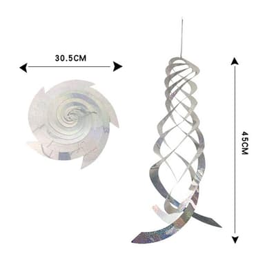Reflekterande fågelskrämma spiralformad Silver