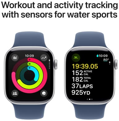 Apple Watch S10 46mm GPS+Cel (Silver Aluminium/Denim Sport Band) S/M
