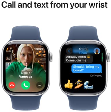 Apple Watch S10 46mm GPS+Cel (Silver Aluminium/Denim Sport Band) S/M