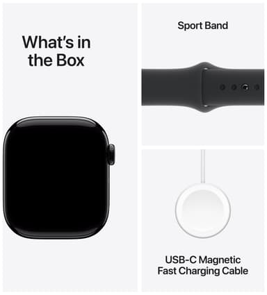 Apple Watch S10 42mm GPS+Cel (Jet Black Alu/Black Sport Band) M/L