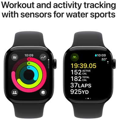 Apple Watch S10 42mm GPS+Cel (Jet Black Alu/Black Sport Band) M/L