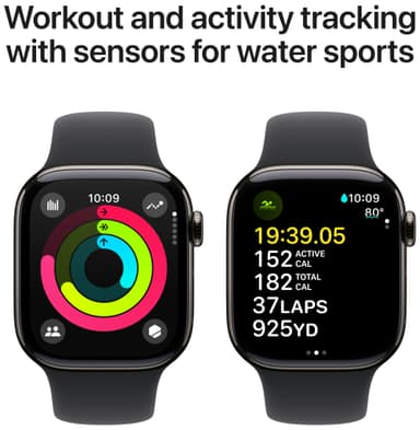 Apple Watch S10 42mm GPS+Cel (Slate Titanium/Black Sport Band) S/M