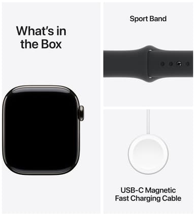 Apple Watch S10 42mm GPS+Cel (Slate Titanium/Black Sport Band) S/M