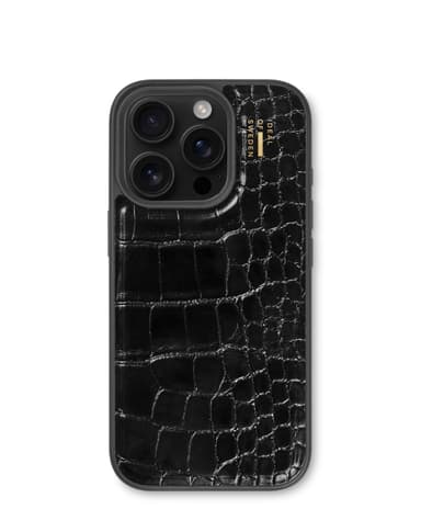 Vegan Leather Case MagSafe iPhone 16PM Black Croco