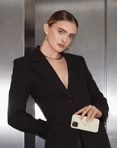 Statement Case iPhone 11PM/XSM Beatstuds Cream Croco