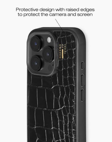 Vegan Leather Case MagSafe iPhone 16PM Black Croco