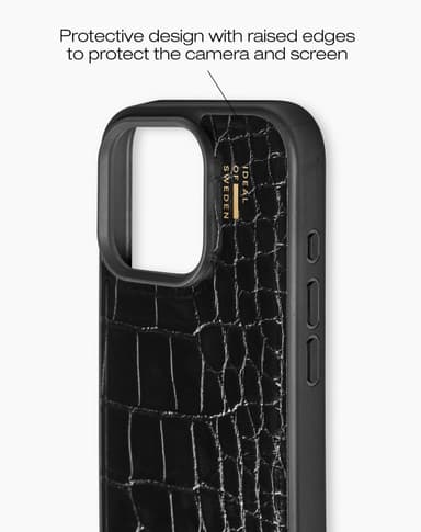 Vegan Leather Case MagSafe iPhone 16PM Black Croco
