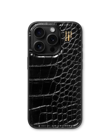 Vegan Leather Case iPhone 14PR Black Croco