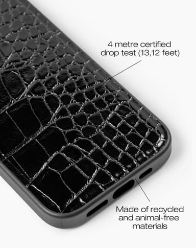 Vegan Leather Case iPhone 14PR Black Croco