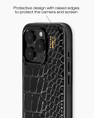 Vegan Leather Case iPhone 14PR Black Croco