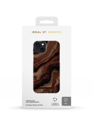 Printed Case MagSafe iPhone 15PL Dark Amber Marble