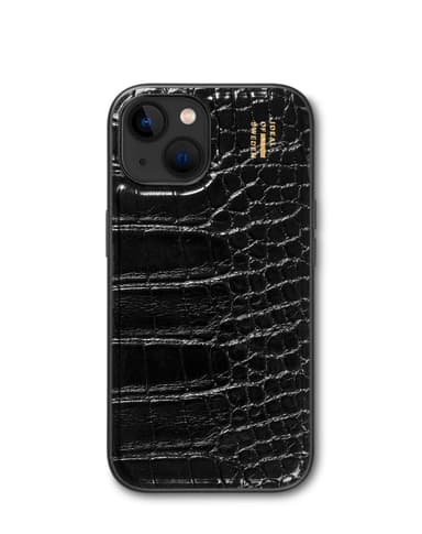 Vegan Leather Case MagSafe iPhone 13/14/15 Black Croco
