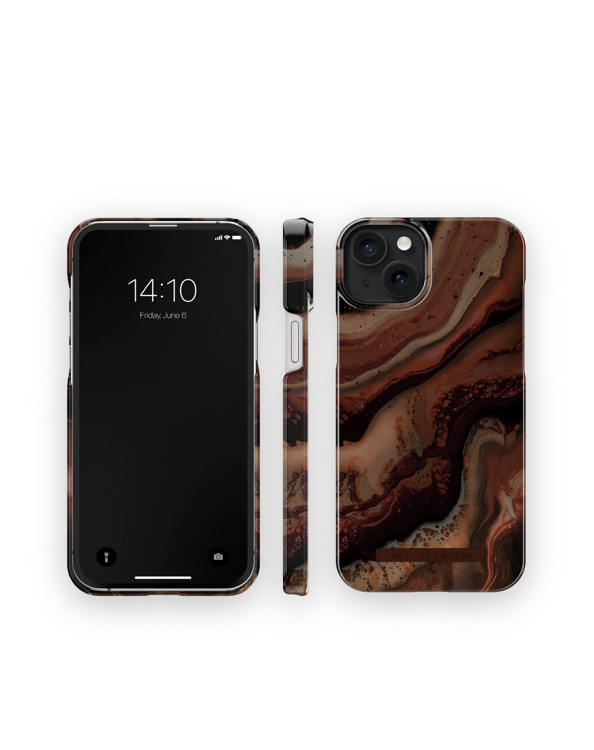 Printed Case MagSafe iPhone 15PL Dark Amber Marble