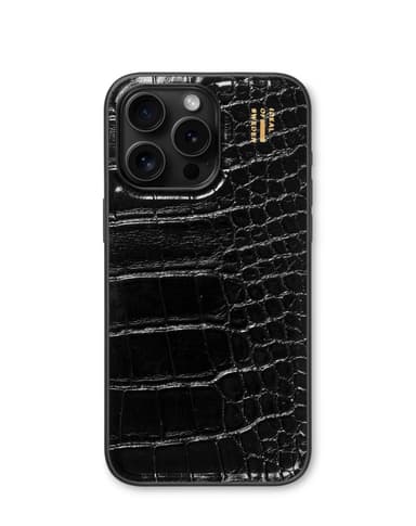 Vegan Leather Case MagSafe iPhone 14PM Black Croco