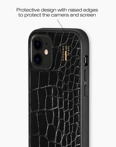 Vegan Leather Case iPhone 12/12P Black Croco