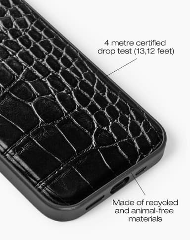 Vegan Leather Case iPhone 12/12P Black Croco