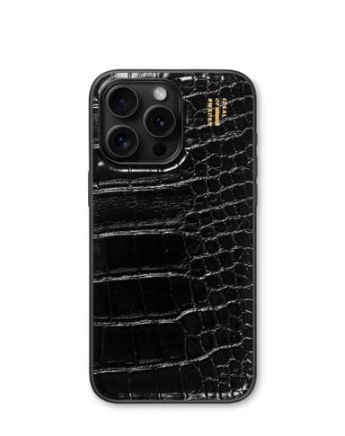 Vegan Leather Case MagSafe iPhone 15PM Black Croco