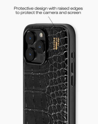 Vegan Leather Case MagSafe iPhone 15PM Black Croco