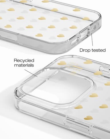 Clear Case iPhone 16PM Golden Hearts