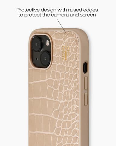 Vegan Leather Case iPhone 13/14/15 Warm Beige Croco