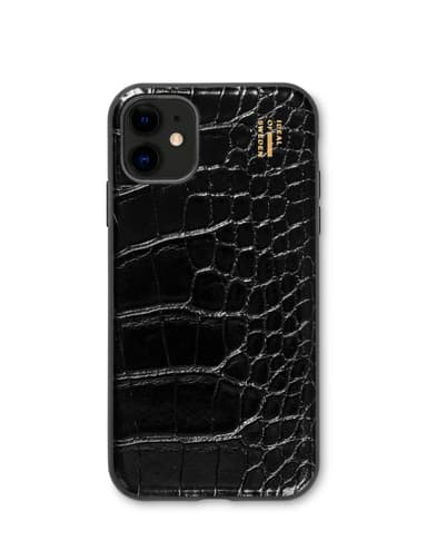 Vegan Leather Case iPhone 11/XR Black Croco