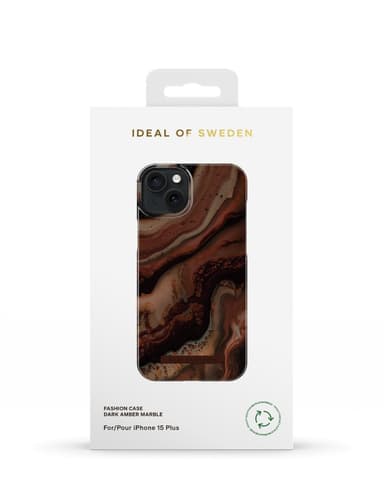 Printed Case iPhone 15PL Dark Amber Marble