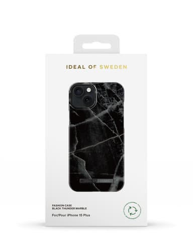 Printed Case iPhone 15PL Black Thunder Marble