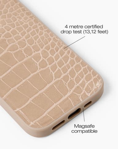 Vegan Leather Case MagSafe iPhone 15PR Warm Beige Croco