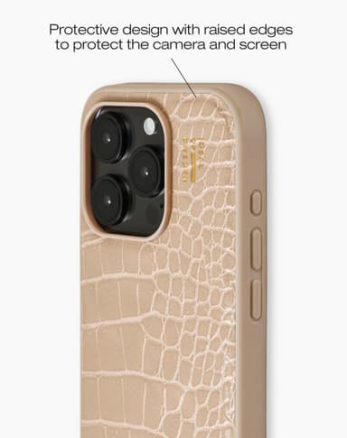 Vegan Leather Case MagSafe iPhone 15PR Warm Beige Croco