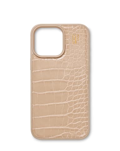 Vegan Leather Case MagSafe iPhone 16PM Warm Beige Croco