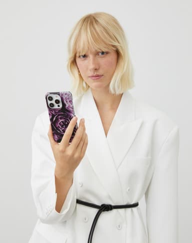 Printed Case iPhone 15PM Deep Purple Bloom
