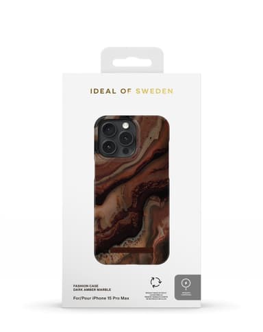 Printed Case MagSafe iPhone 15PM Dark Amber Marble