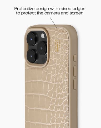 Vegan Leather Case MagSafe iPhone 16PR Warm Beige Croco