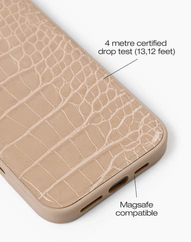 Vegan Leather Case MagSafe iPhone 16PR Warm Beige Croco