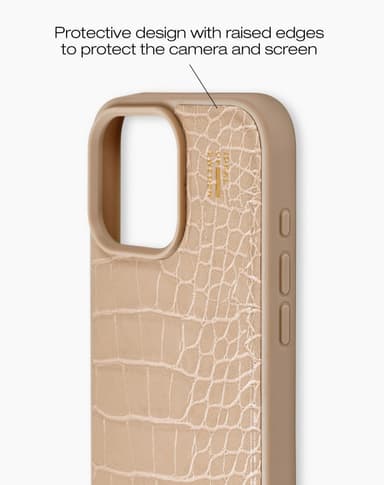 Vegan Leather Case MagSafe iPhone 16PR Warm Beige Croco