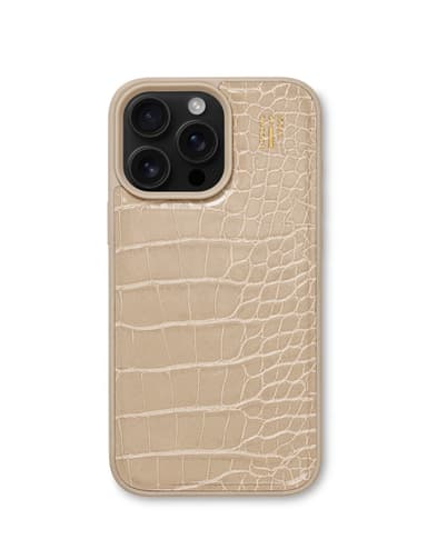 Vegan Leather Case MagSafe iPhone 16PR Warm Beige Croco