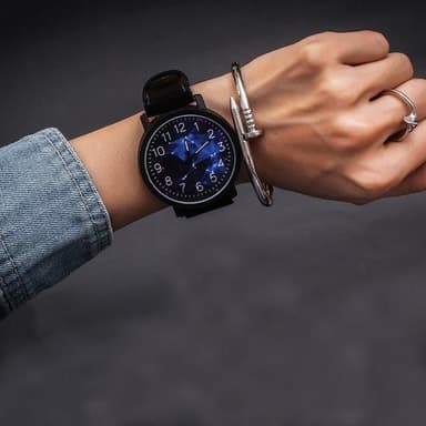 Armbandsur Konstläderband Cosmic Svart