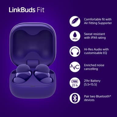 Sony LinkBuds Fit True Wireless in ear-hörlurar (lila)
