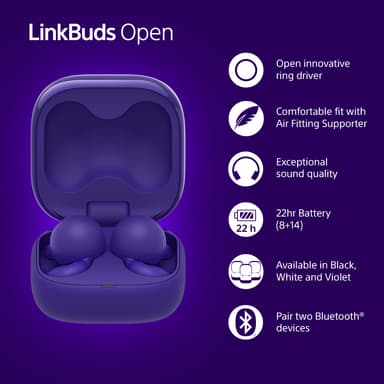 Sony LinkBuds Open True Wireless in ear-hörlurar (lila)