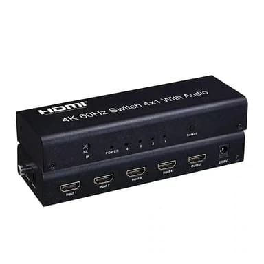 NÖRDIC HDMI Switch 4 till 1 Ultra HD 4K60Hz 4:4:4 HDCP2:2 HDR10 SPDIF och stereo Dolby DTS HD PS3/4/5, Xbox, Chromecast, kompatibel med Nintendo Switch
