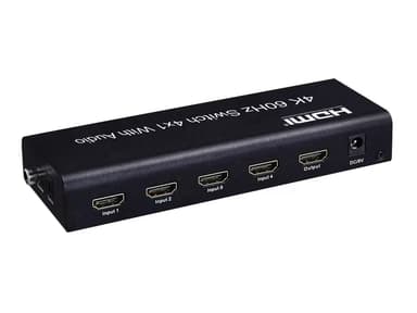 NÖRDIC HDMI Switch 4 till 1 Ultra HD 4K60Hz 4:4:4 HDCP2:2 HDR10 SPDIF och stereo Dolby DTS HD PS3/4/5, Xbox, Chromecast, kompatibel med Nintendo Switch