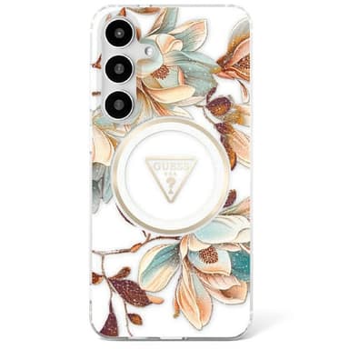 Guess Glitter Flower MagSafe skal Samsung Galaxy S25 - White